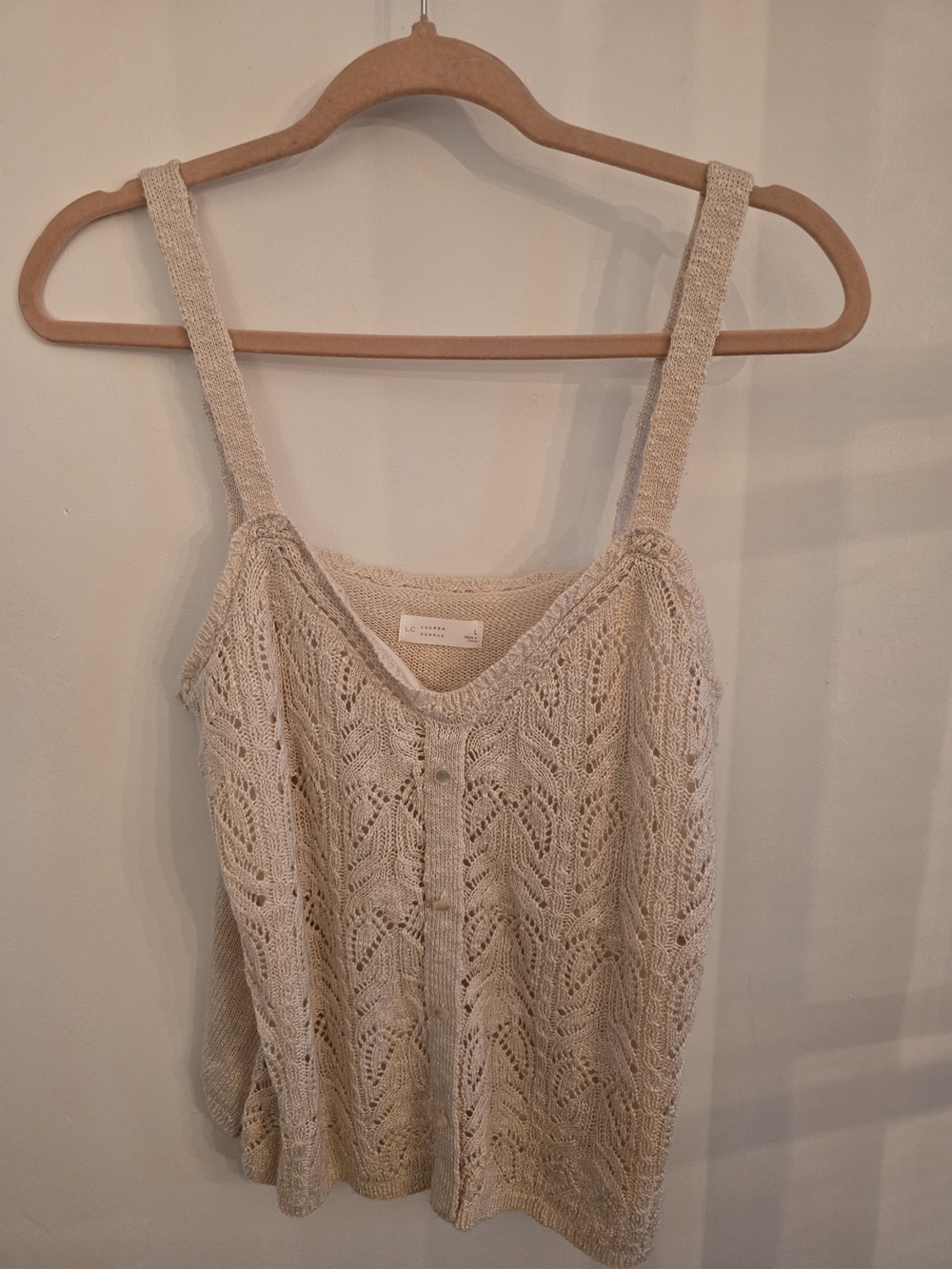 LC Lauren Conrad Cream Knit Button-Front Camisole